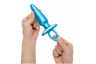 Голубая анальная пробка с кольцом Sleek Tapered Silicone Plug - 15 см.