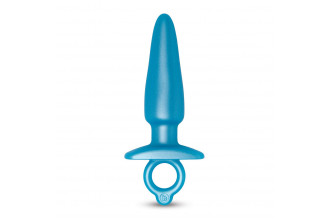 Голубая анальная пробка с кольцом Sleek Tapered Silicone Plug - 15 см.