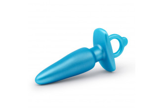 Голубая анальная пробка с кольцом Sleek Tapered Silicone Plug - 15 см.