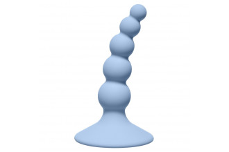 Голубая анальная пробка Ribbed Plug Blue - 10,5 см.