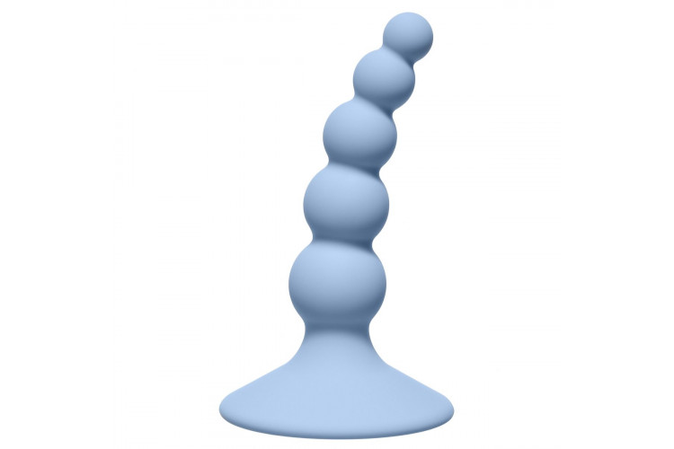 Голубая анальная пробка Ribbed Plug Blue - 10,5 см.