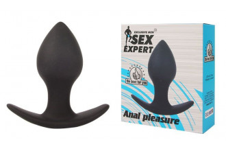 Чёрная анальная пробка с широким основанием Sex Expert - 8 см.