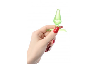 Зеленая анальная втулка с ограничителем - 6,5 см.