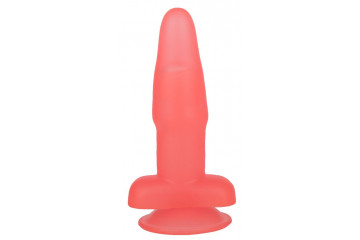 Розовый гелевый анальный стимулятор на присоске - 14 см.