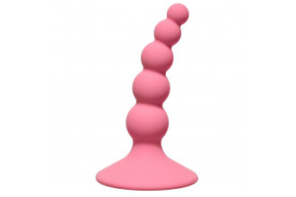 Розовая анальная пробка Ribbed Plug Pink - 10,5 см.