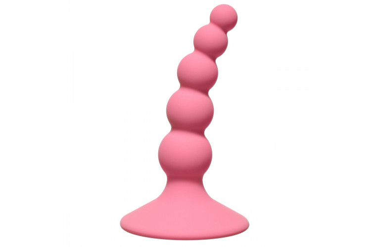 Розовая анальная пробка Ribbed Plug Pink - 10,5 см.