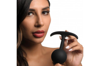 Черная анальная пробка с утяжелением Comfort Plugs Premium Silicone 4.7’’ Weighted Round Plug - 12 см.