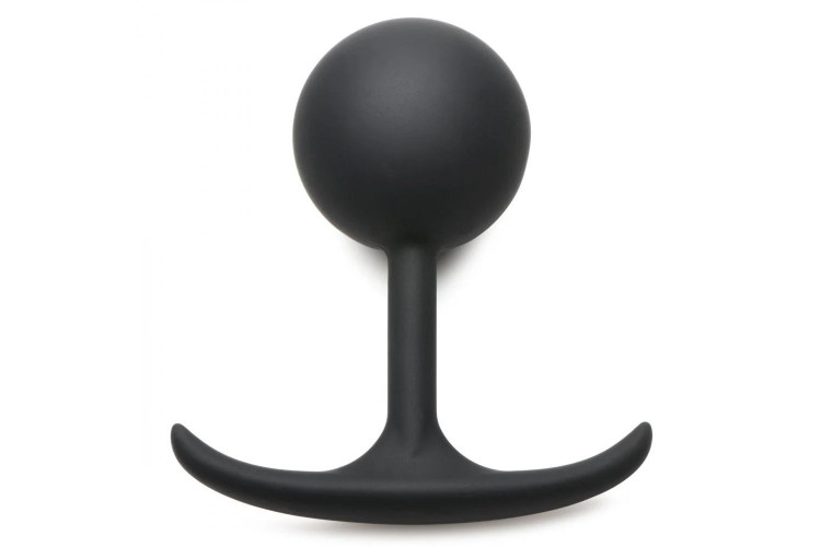 Черная анальная пробка с утяжелением Comfort Plugs Premium Silicone 4.7’’ Weighted Round Plug - 12 см.
