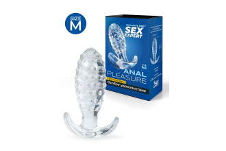 Прозрачная анальная пробка с шишечками - 8 см.