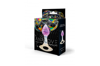 Сиреневатая анальная пробка с ручкой - 8,5 см.