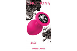 Большая розовая анальная пробка Emotions Cutie Large с чёрным кристаллом - 10 см.