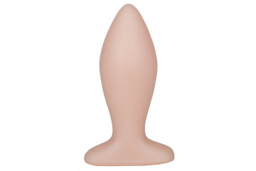Телесная анальная пробка с широким основанием - 9 см.