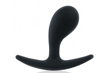 Черная анальная пробка эргономичной формы - 5,5 см.
