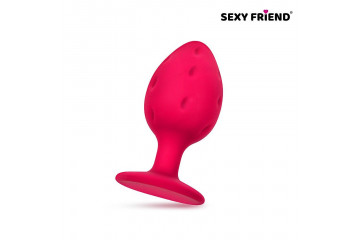 Ярко-розовая силиконовая анальная втулка - 7 см.