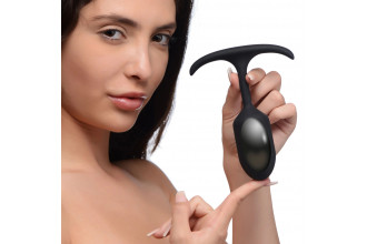 Черная анальная пробка с утяжелением Premium Silicone Weighted Anal Plug Medium - 14 см.