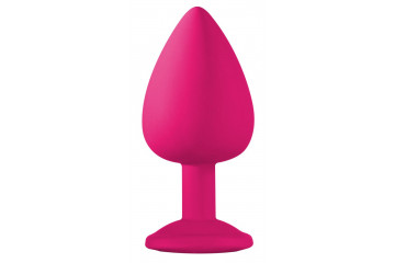 Большая розовая анальная пробка Emotions Cutie Large с фиолетовым кристаллом - 10 см.