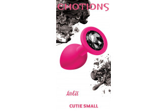 Малая розовая анальная пробка Emotions Cutie Small с чёрным кристаллом - 7,5 см.