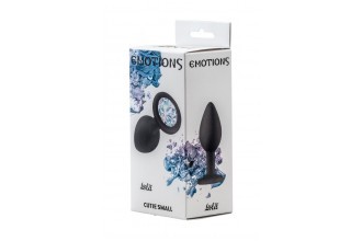 Чёрная анальная пробка Emotions Cutie Small с прозрачным кристаллом - 7,5 см.
