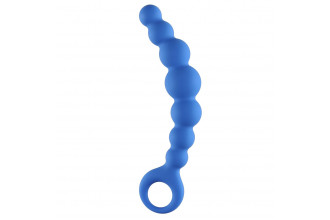 Синяя упругая анальная цепочка Flexible Wand - 18 см.
