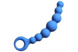 Синяя упругая анальная цепочка Flexible Wand - 18 см.