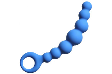 Синяя упругая анальная цепочка Flexible Wand - 18 см.