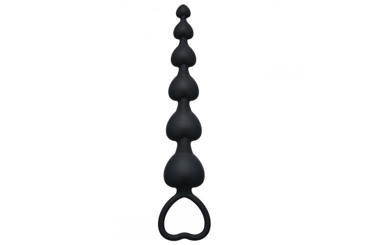 Чёрная анальная цепочка Heart s Beads Black - 18 см.