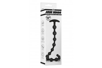 Черная анальная цепочка Ribbed Silicone Anal Beads - 48,3 см.