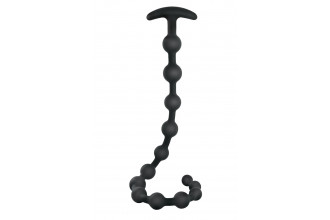 Черная анальная цепочка Ribbed Silicone Anal Beads - 48,3 см.