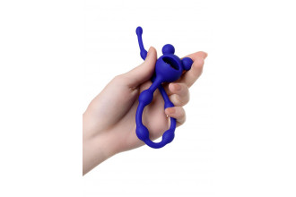 Синяя силиконовая анальная цепочка Froggy - 27,4 см.