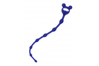 Синяя силиконовая анальная цепочка Froggy - 27,4 см.