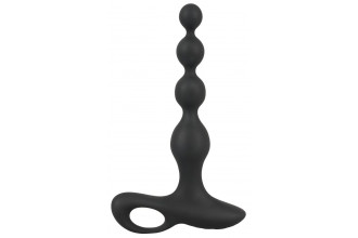 Черная анальная цепочка с вибрацией Rechargeable Anal Beads - 20 см.