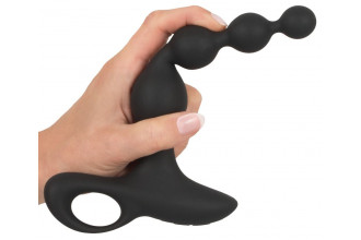 Черная анальная цепочка с вибрацией Rechargeable Anal Beads - 20 см.