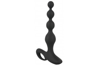 Черная анальная цепочка с вибрацией Rechargeable Anal Beads - 20 см.