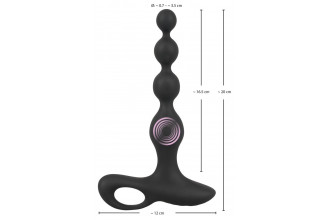 Черная анальная цепочка с вибрацией Rechargeable Anal Beads - 20 см.
