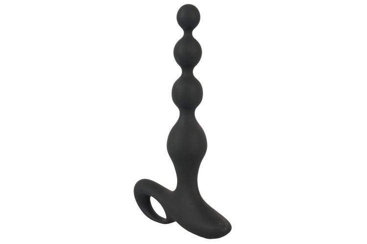 Черная анальная цепочка с вибрацией Rechargeable Anal Beads - 20 см.