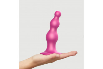 Розовый стимулятор-ёлочка Dildo Plug Beads Framboise Size M - 15 см.