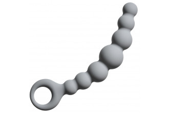 Серая упругая анальная цепочка Flexible Wand - 18 см.