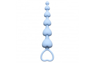 Голубая анальная цепочка Heart s Beads Blue - 18 см.