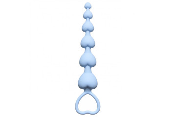 Голубая анальная цепочка Heart s Beads Blue - 18 см.