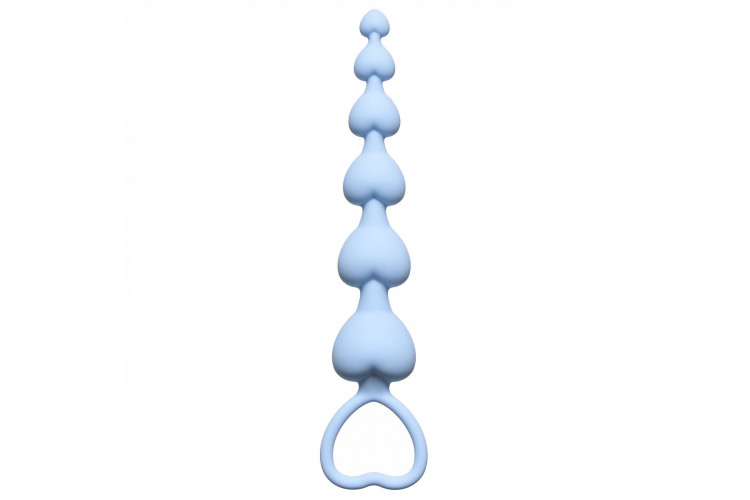 Голубая анальная цепочка Heart s Beads Blue - 18 см.