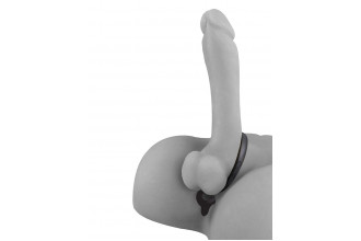 Черная анальная цепочка с эрекционным кольцом Ass-gasm Cockring Anal Beads