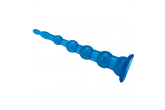 Голубая анальная елочка на присоскеAnal Beads With Suction Base - 21,6 см.