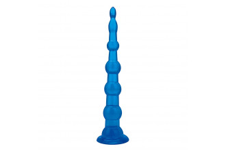 Голубая анальная елочка на присоскеAnal Beads With Suction Base - 21,6 см.