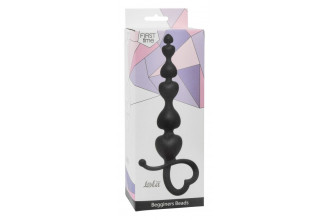Чёрная анальная цепочка Begginers Beads - 18 см.