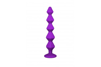 Фиолетовая анальная цепочка с кристаллом Buddy - 17,7 см.
