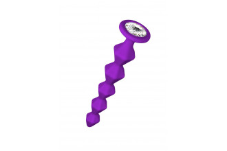 Фиолетовая анальная цепочка с кристаллом Buddy - 17,7 см.