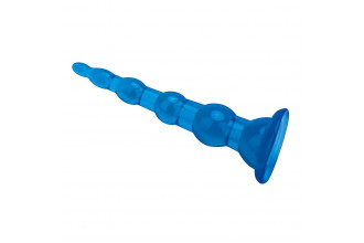 Голубая анальная елочка на присоске Anal Beads With Suction Base - 17,1 см.