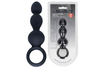 Черная анальная елочка Beaded Silicone Anal Probe with Loop