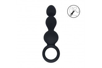 Черная анальная елочка Beaded Silicone Anal Probe with Loop