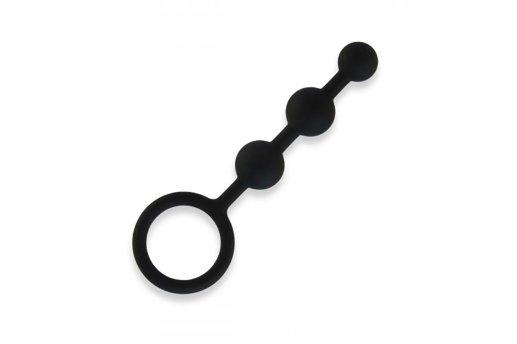 Черные силиконовые анальные бусы Silicone Anal Beads - 14 см.